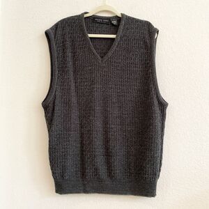 Franco Rossi Made In Italy Vintage Designer Sweater Vest SZ XL Wool Blend Black